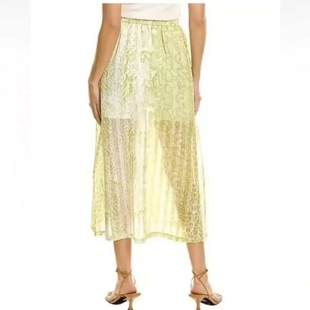 ALLSAINTS NWT $229 Clara Noche Lime Green Snake Print Midi Skirt Size 10